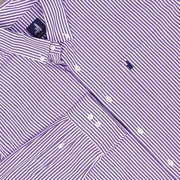 johnnie-O Other - Johnnie-O Shirt Mens XL Purple White Stripe Button Down Bamboo Stretch Pocket